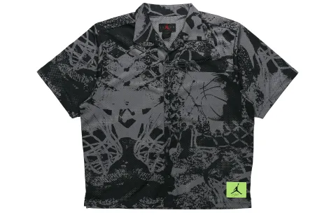 Jordan Flight Shirts Men's Black Lapel Moderate Straight Fit