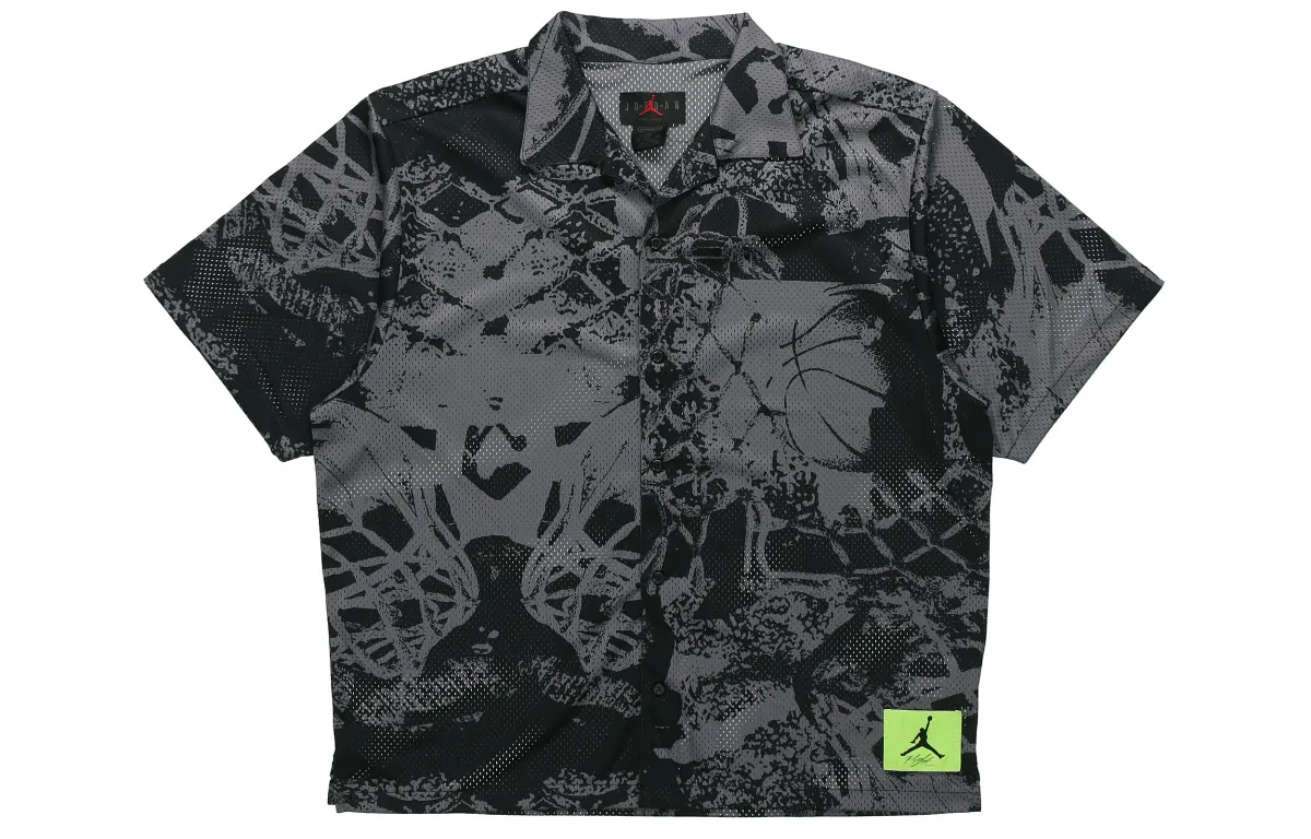 Jordan Flight Shirts Men's Black Lapel Moderate Straight Fit