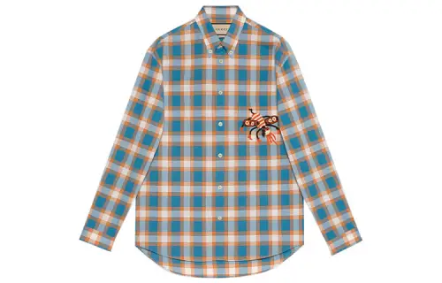 Gucci 2010s Freyja Hartas embroidery checked shirt