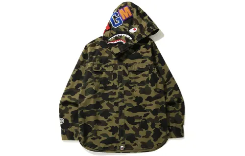 A BATHING APE Shark, camouflage shirt, square neckline