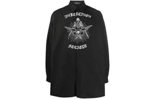 Balenciaga Shirts Men's Black Pointed Collar Moderate Other