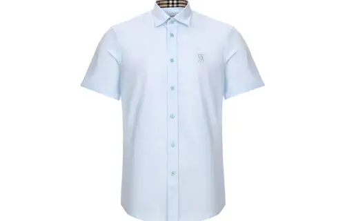 Burberry Shirts Men's Sky Blue Pointed Collar Moderate Shirt