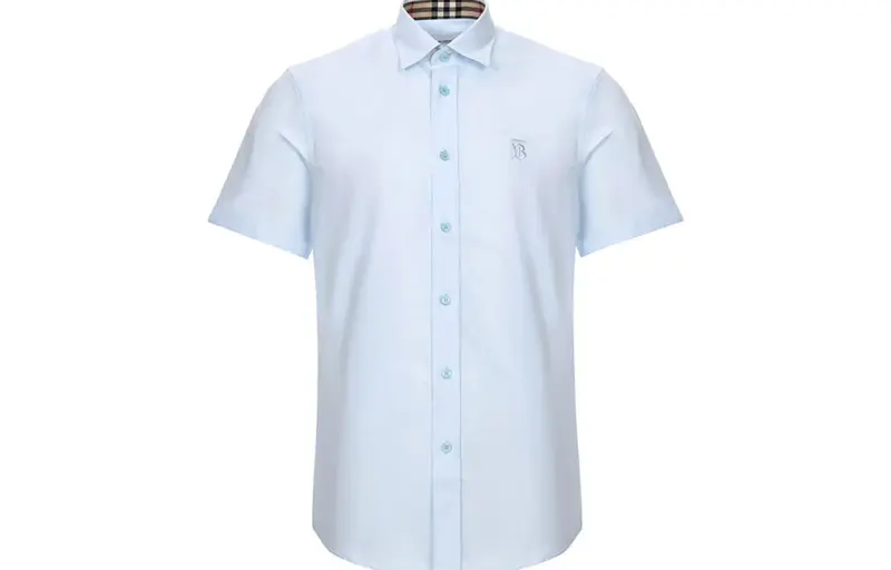 Burberry Shirts Men's Sky Blue Pointed Collar Moderate Shirt