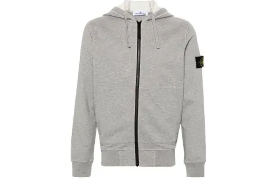 STONE ISLAND Logo Patch Zip-Up Hoodie