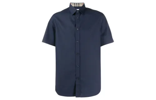 Burberry Shirts Men's Dark Blue Crew Neck Moderate Shirt
