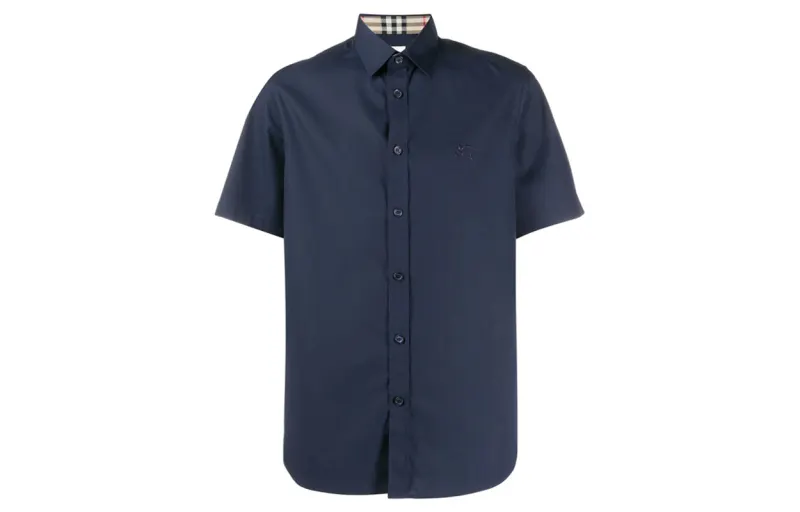 Burberry Shirts Men's Dark Blue Crew Neck Moderate Shirt
