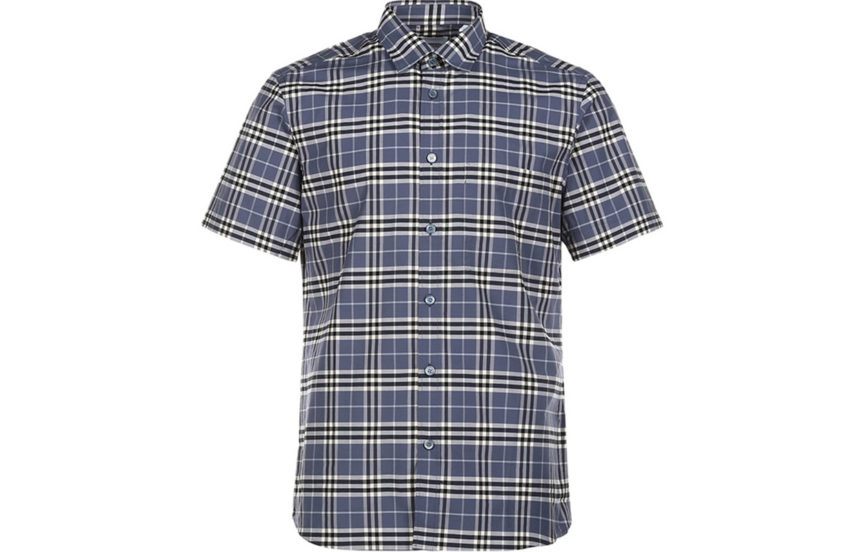 Burberry Shirts Men's Pebble Blue Pointed Collar Moderate