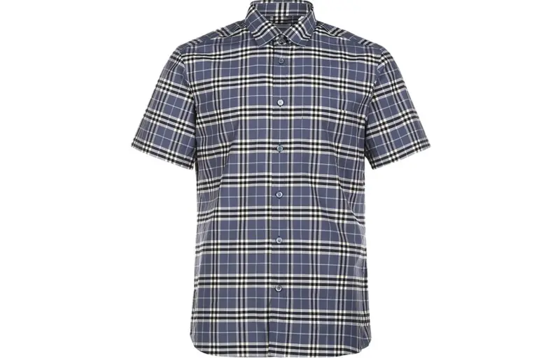 Burberry Shirts Men's Pebble Blue Pointed Collar Moderate