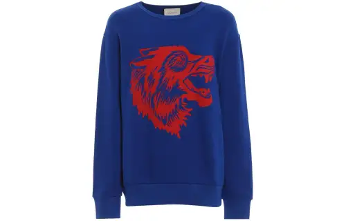 GUCCI Sweatshirts Men's Blue Crew Neck Moderate Regular
