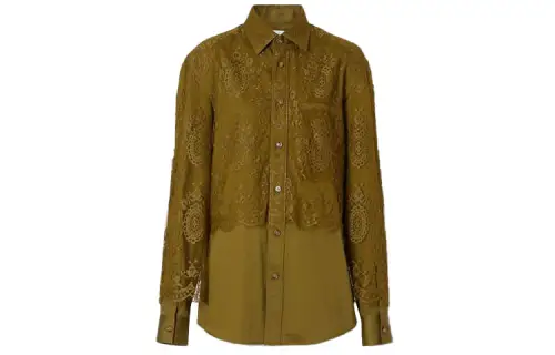 Burberry Shirts Men's Green Lapel Moderate Other