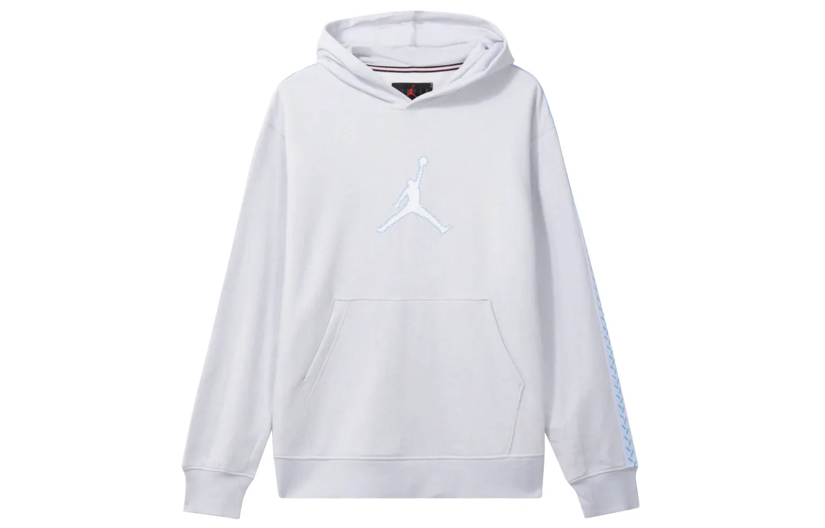 Jordan Flight MVP Logo Label Hooded Casual Fleece Lined Long Sleeved Sweatshirt Men's White Gold