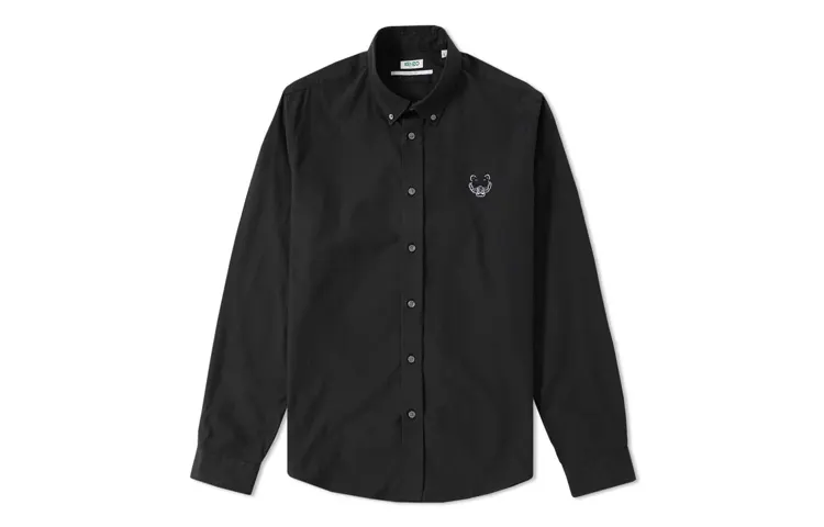 KENZO Shirts Men's Black Pointed Collar Moderate Other