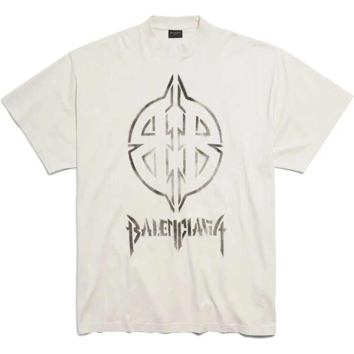 Balenciaga Letter Print Crew Neck Short Sleeved FW24 T Shirt Loose Fit Unisex White