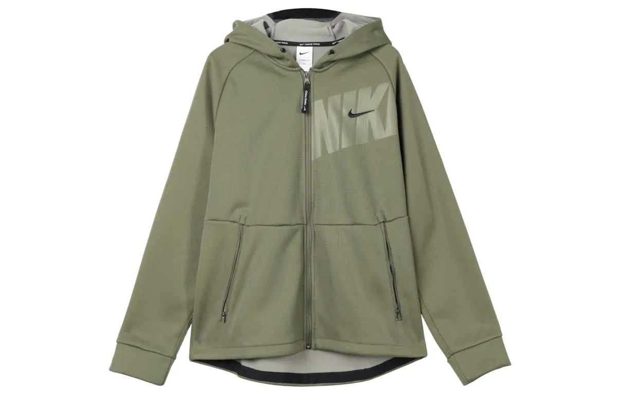Nike Sweatshirts Men's Green Hooded Moderate Cardigan