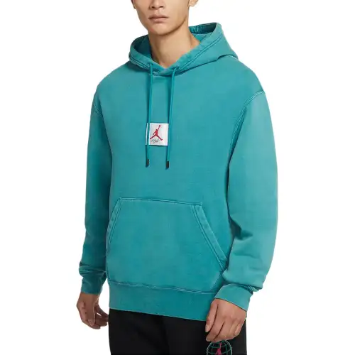 Jordan Flight Sweatshirts Men's Geode Water Duck Cyan Hooded Moderate Regular