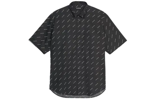 Balenciaga Shirts Men's Black Pointed Collar Moderate Shirt