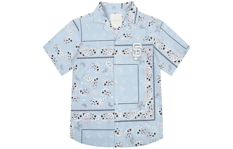 MLB Paisley Shirts Unisex Sky Blue Lapel Moderate Other