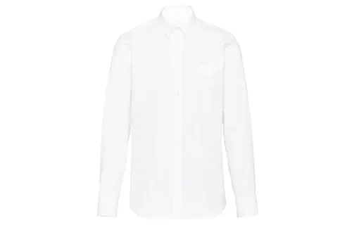 PRADA Shirts Men's White Pointed Collar Moderate Shirt