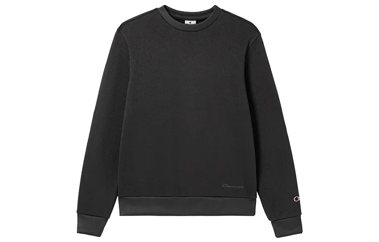 Champion FW24 Handwritten Logo Solid Color Basic Casual Versatile Minimalist Style Crew Neck Fleece Lined Sweatshirt