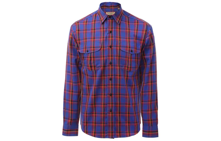 Burberry Shirt Men's Blue Red Plaid