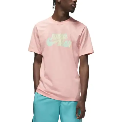 Jordan T Shirts Men's Pink Crew Neck Moderate Straight Fit