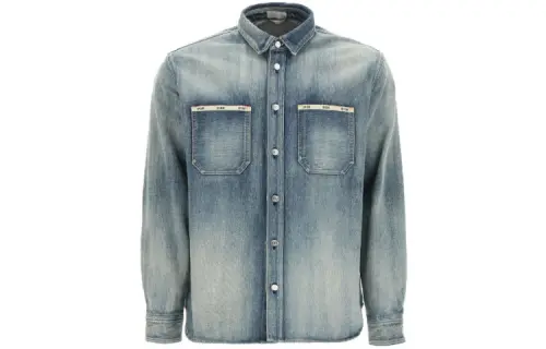 DIOR Quarterly New Products Shirts Men's Blue Lapel Moderate Denim