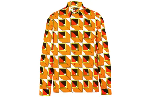 PRADA Shirts Men's Multicolor Pointed Collar Moderate Other