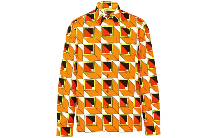 PRADA Shirts Men's Multicolor Pointed Collar Moderate Other