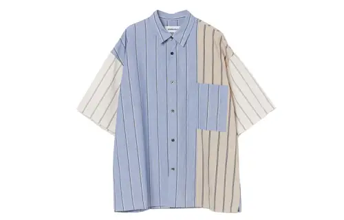 AMBUSH Switch Stripe vertical striped short-sleeved shirt for men and women, sky blue