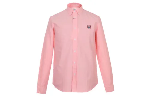 KENZO Shirts Men's Pink Pointed Collar Moderate Shirt