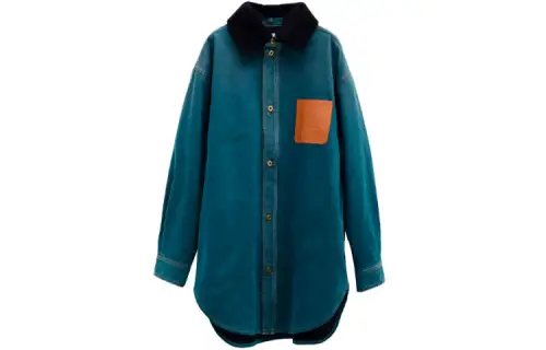 LOEWE Shirts Men's Petroleum Lapel Moderate Other
