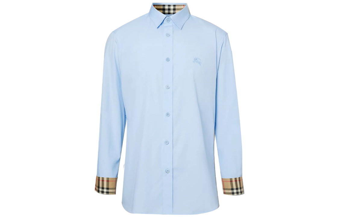 Burberry Burberry Classic Cut Equestrian Knight Embroidered Logo Oxford Shirt Men's Sky Blue