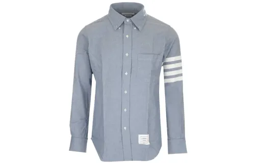 THOM BROWNE Tom Brown FW21 classic four-stripe armband single-breasted long-sleeved button-down shirt Spring and Autumn Men's Light Blue