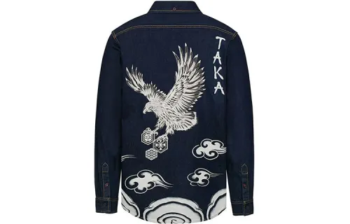 EVISU Shirts Men's Denim Blue Pointed Collar Moderate Other