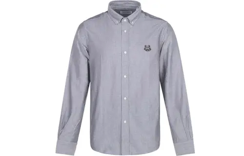 KENZO Shirts Men's Gray Pointed Collar Moderate Other