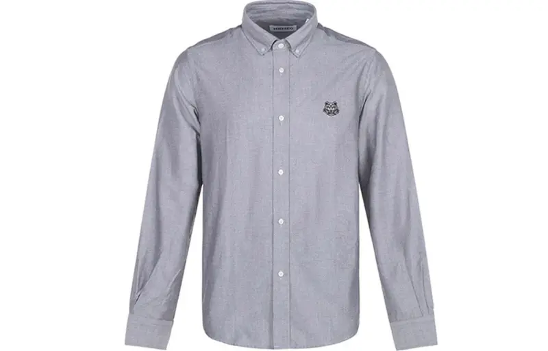 KENZO Shirts Men's Gray Pointed Collar Moderate Other