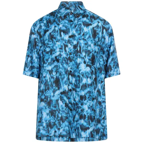 Burberry Silk Ripple Print Short Sleeve Shirt