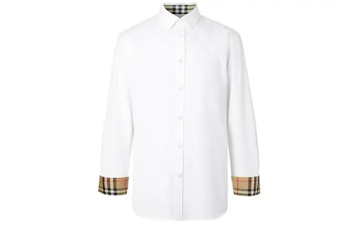 Burberry Slim Fit Monogram Motif Stretch Cotton Poplin Shirt 'White'
