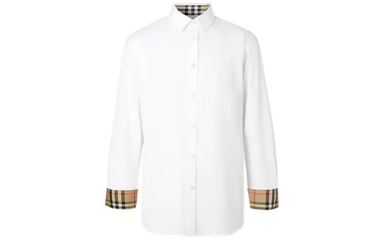 Burberry Slim Fit Monogram Motif Stretch Cotton Poplin Shirt 'White'