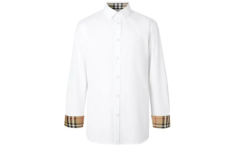 Burberry Slim Fit Monogram Motif Stretch Cotton Poplin Shirt 'White'