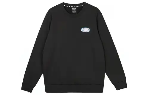 Skechers Colorful Solid Color Fleece Lined Crew Neck Knitted Fabric Pullover Sweatshirt Unisex Carbon Black