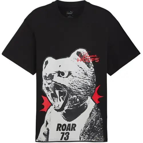 PUMA Puma, basketball sports black short sleeve T-shirt with a round collar