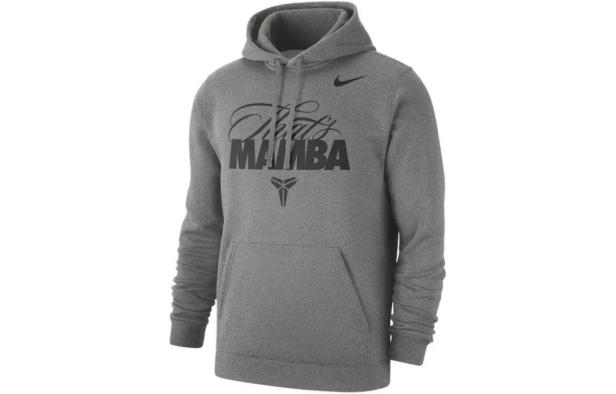 Nike Letter Print Hooded Pullover With American Fleece Lining And Long Sleeves Sweatshirt Men's Toned Dark Gray