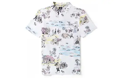 Vans Shirts Men's White Lapel Moderate Hawaii