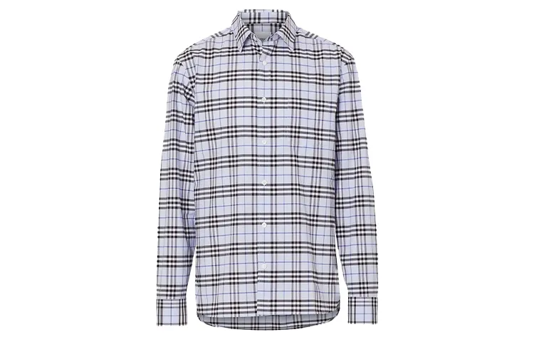 Burberry Shirts Men's Sky Blue Pointed Collar Moderate Shirt