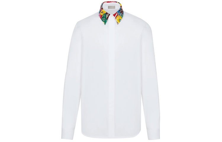 DIOR Quarterly New Products Shirts Men's White Wide Spread Collar Moderate Shirt