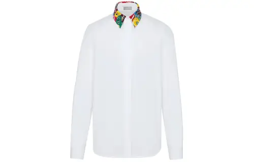 DIOR Quarterly New Products Shirts Men's White Wide Spread Collar Moderate Shirt