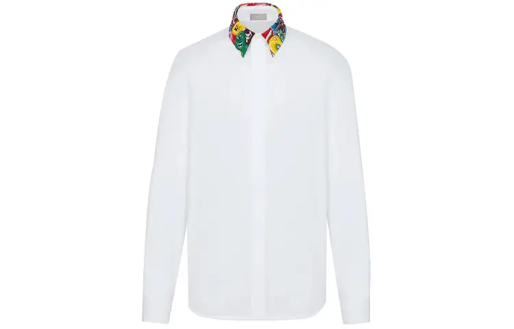 DIOR Quarterly New Products Shirts Men's White Wide Spread Collar Moderate Shirt
