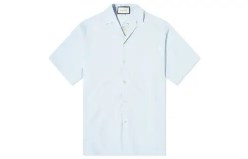GUCCI Shirts Men's Sky Blue Crew Neck Moderate Shirt