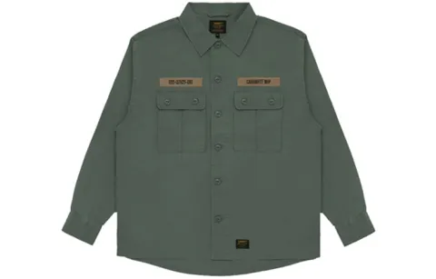 Carhartt WIP Shirts Men's Green Pointed Collar Moderate Workwear